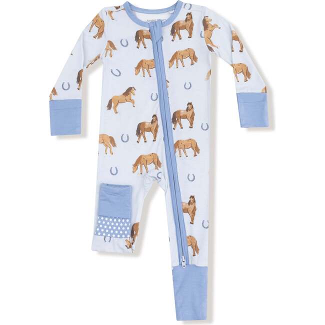Convertible Romper Horses, Blue