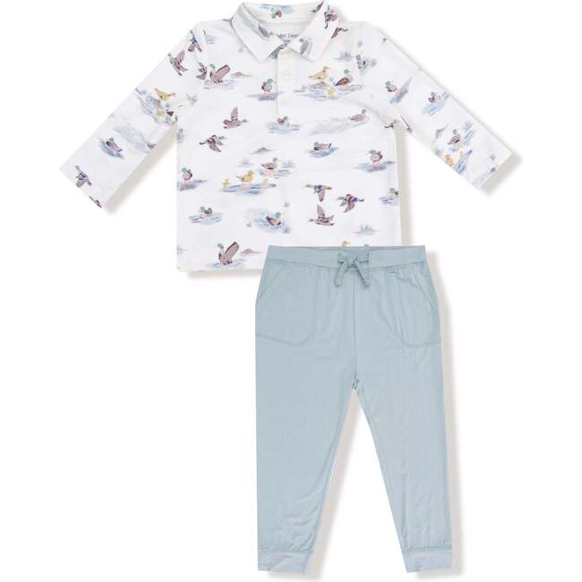 Long Sleeve Polo Shirt with Bamboo Jogger Migrating Mallards