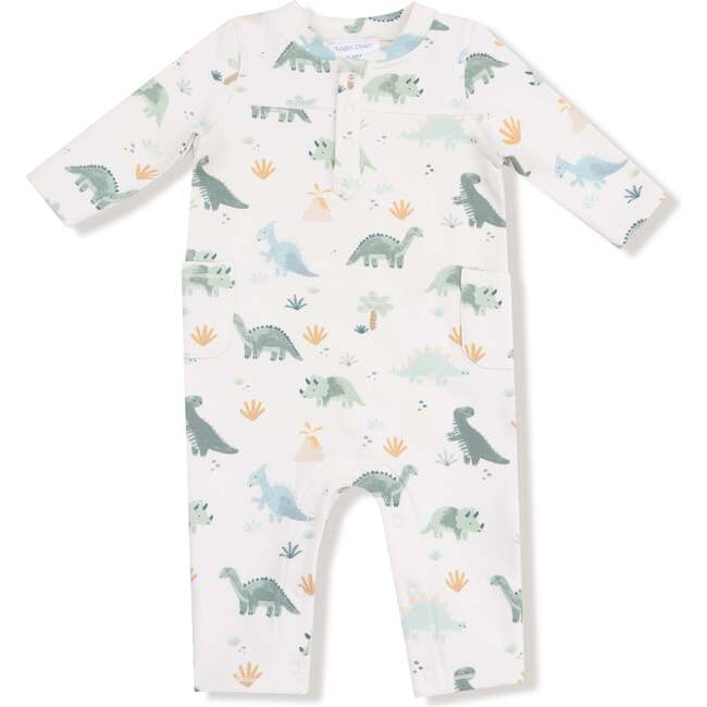 Uni Romper Soft Dinos, French Terry- Green