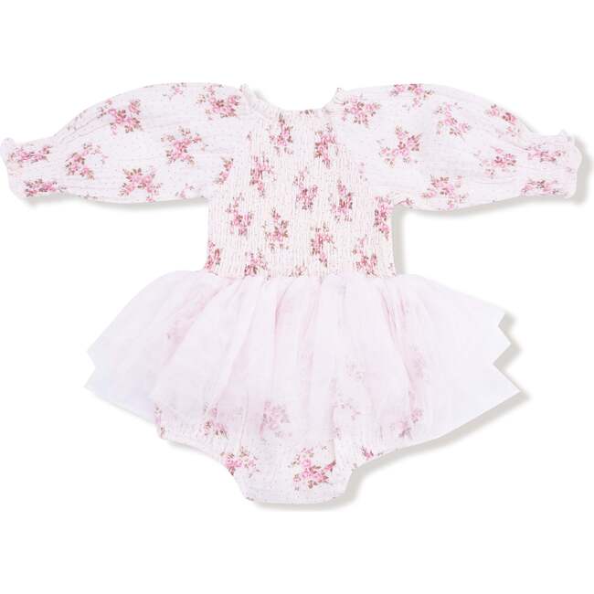 Long Sleeve Smocked Bubble with Tutu Belle Rosette Dot - Dresses - 2