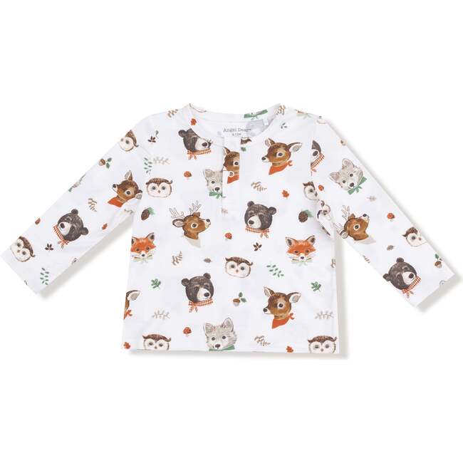 Long Sleeve Henley Woodland Animal Faces