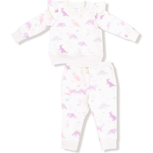 Ruffle Sweatshirt and Jogger Pant Soft Dinos- French Terry, Purple