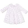 Long Sleeve Peter Pan Collar Dress with Smocking and Bloomer Dainty Buds and Bows Stripe - Dresses - 2