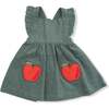 Pinafore Dress and Bloomer Corduroy, Dark Ivy - Dresses - 1 - thumbnail