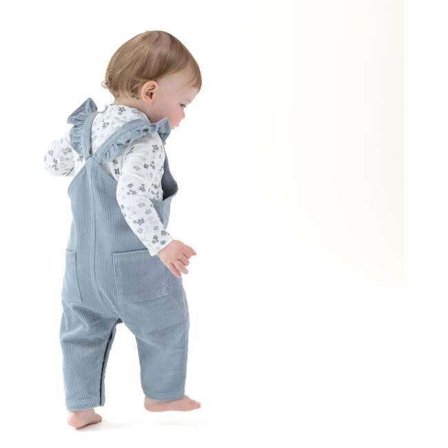 Front Snap Ruffle Overalls Corduroy, Quarry - Overalls - 2