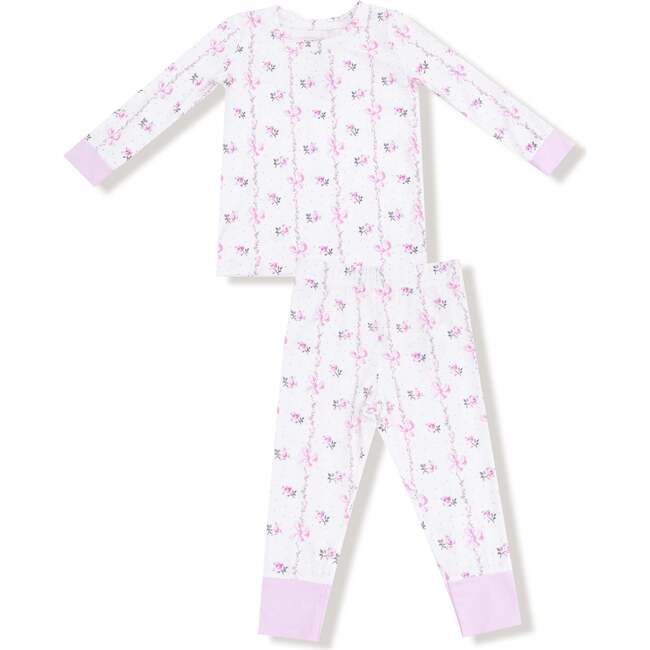 Long Sleeve Loungewear Set Dainty Buds and Bows Stripe