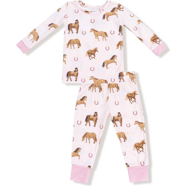 Long Sleeve Loungewear Set Horses, Pink