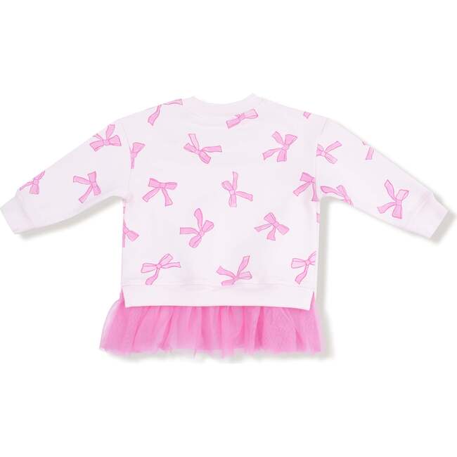 Sweatshirt with Tulle Ruffle and Ribbed Legging French Terry, Pretty Bows - Mixed Apparel Set - 2