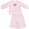 Oversized Shirt with Wide Leg Pant Set Velour Teddy Bear - Mixed Apparel Set - 1 - thumbnail