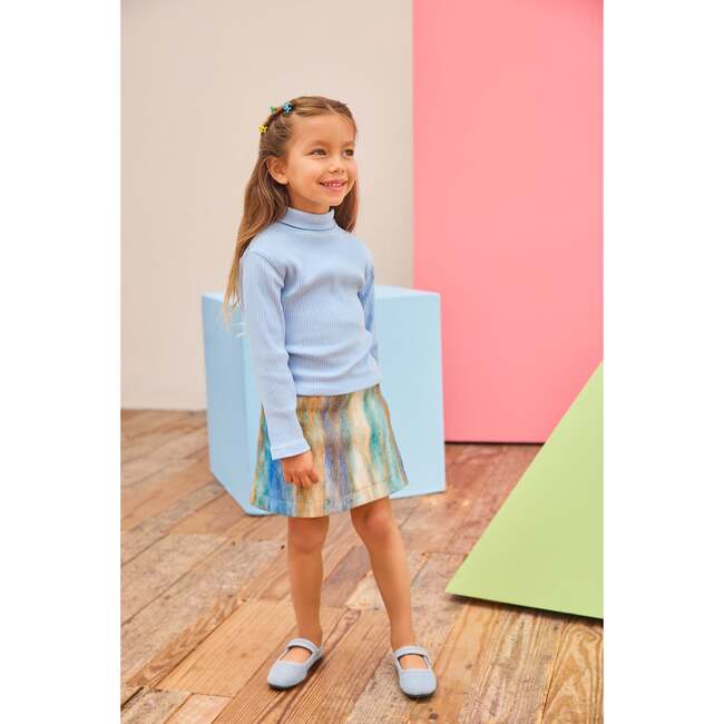 Mini Skirt, Blue Multi Stripe Wool - Skirts - 2