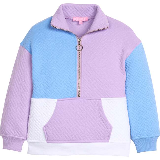 Color Block Pullover, Lavender & Blue Quilted Trellis