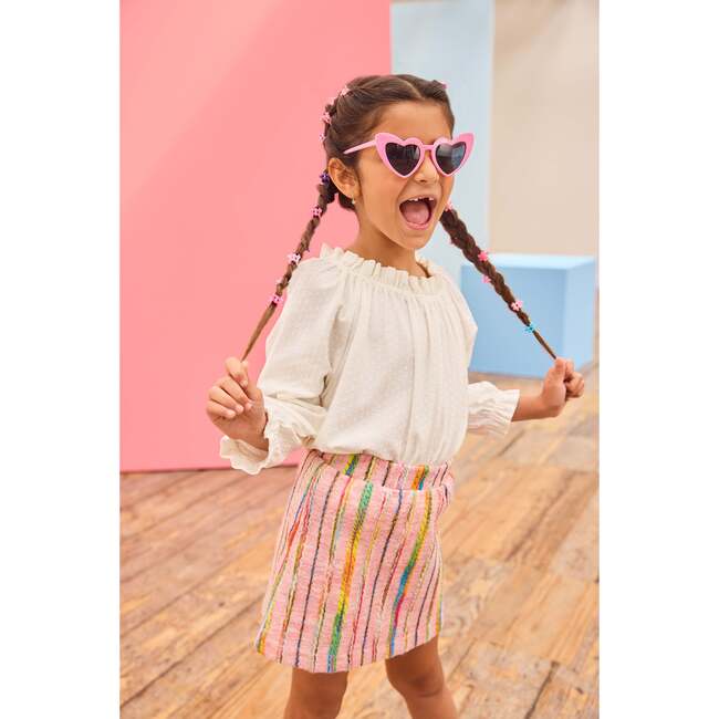 Mini Skirt, Wavy Pink Multi Wool - Skirts - 3