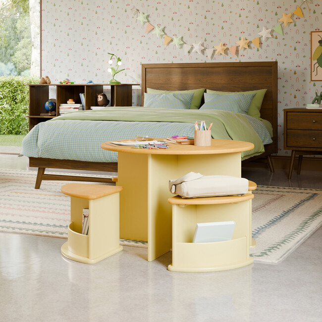 Nessa Nesting Play Table in Pale Yellow and Honey - Play Tables - 2