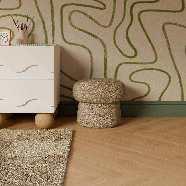 Mini Mushroom Pouf in Latte Teddy Loop - Ottomans - 2