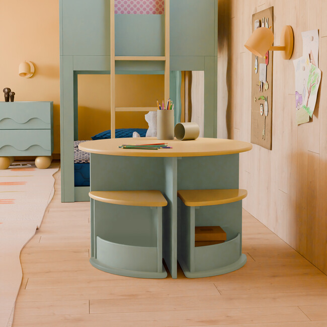 Nessa Nesting Play Table in Light Sage and Honey - Play Tables - 2