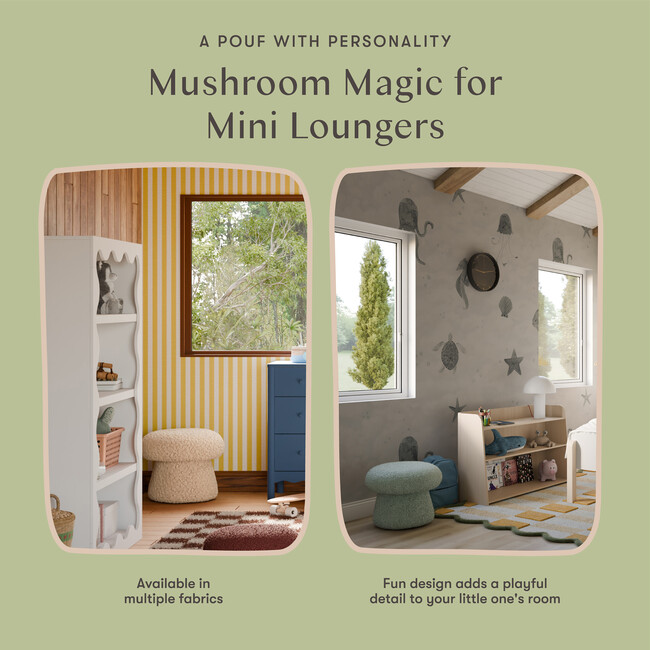 Mushroom Pouf in Sage Teddy Loop - Ottomans - 3
