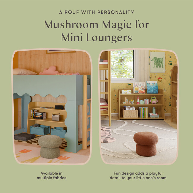 Mini Mushroom Pouf in Rouge Teddy Loop - Ottomans - 4
