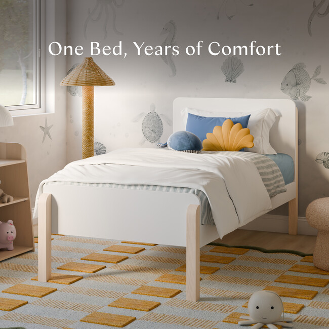 TipToe Twin Bed in White and Washed Natural - Beds - 3
