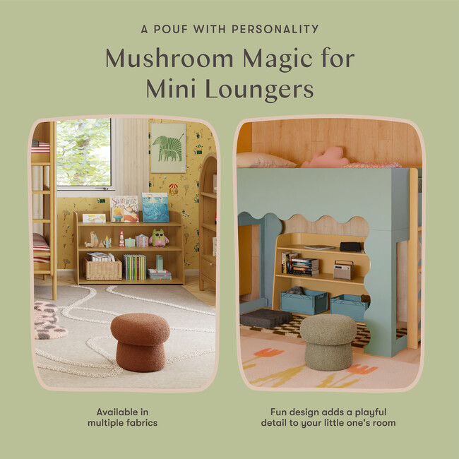 Mini Mushroom Pouf in Latte Teddy Loop - Ottomans - 3