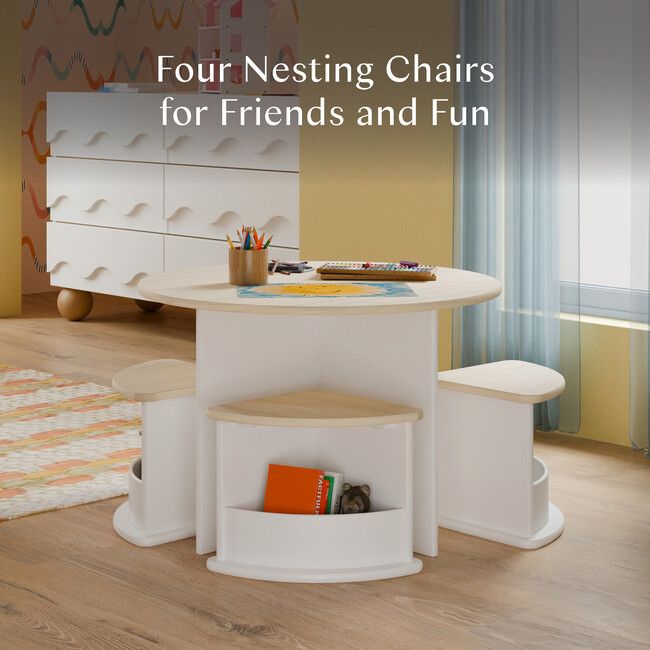 Nessa Nesting Play Table in White and Washed Natural - Play Tables - 4