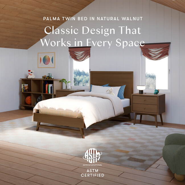 Palma Twin Bed in Natural Walnut - Beds - 3