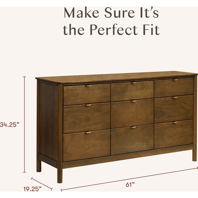 Bondi 9-Drawer Assembled Dresser in Natural Walnut - Dressers - 5