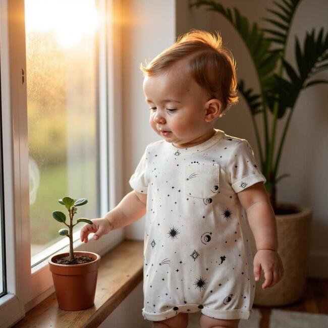 Short Sleeve Romper, Celestial - Rompers - 2