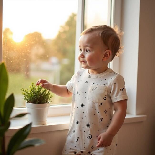 Short Sleeve Romper, Celestial - Rompers - 4