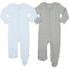 2-Piece Zipper Footie Set, Light Blue & Heather Grey - Footie Pajamas - 1 - thumbnail