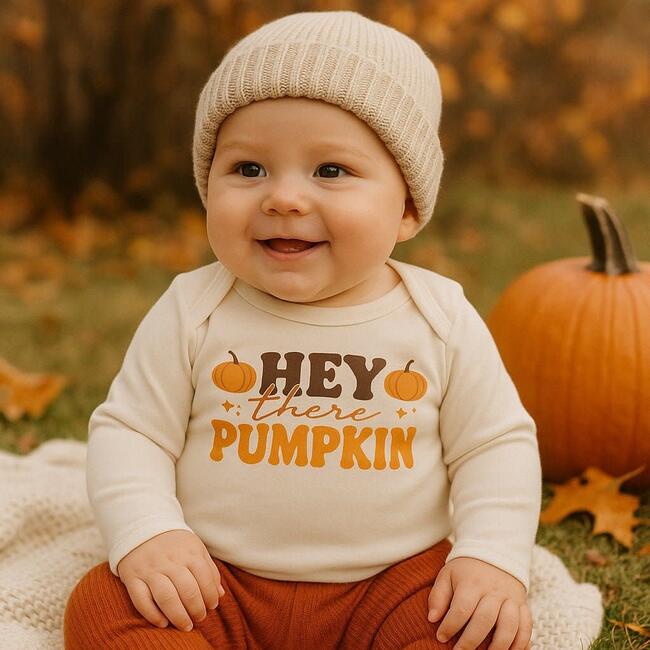 Long Sleeve Graphic Bodysuit, Hey There Pumpkin - Onesies - 2