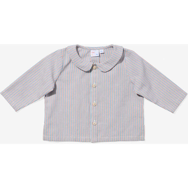 Jefferson Baby Shirt, Indigo Linen Stripe