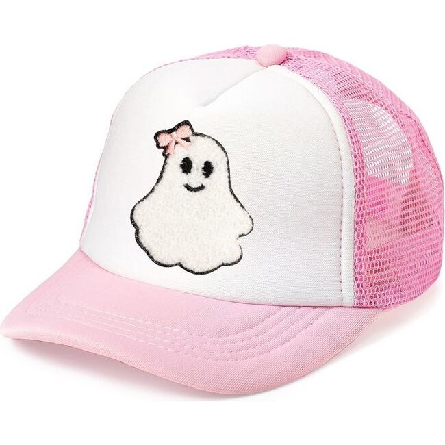 Coquette Ghost Patch Halloween Trucker Hat , Pink