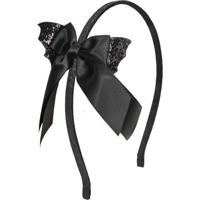 Glitter Bat Halloween Coquette Bow Headband, Black