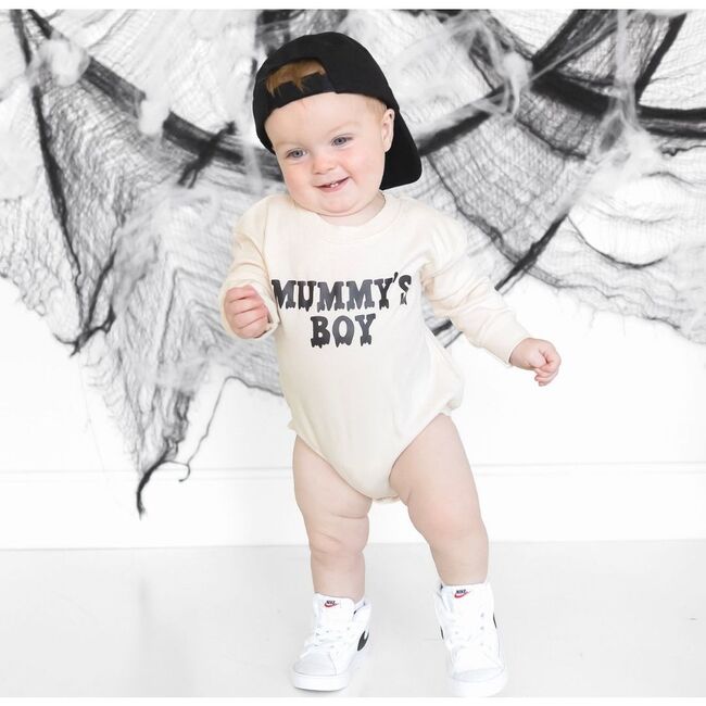 Mummy's Boy Halloween Long Sleeve Romper, Natural - Rompers - 2
