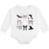 Spooky Coquette Halloween Long Sleeve Romper, White - Rompers - 1 - thumbnail