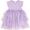 Lilac Star and Moon Halloween Short Sleeve Tutu Dress, Lilac - Dresses - 1 - thumbnail