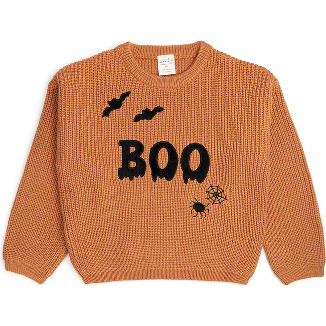 Boo Drip Halloween Knit Sweater, Orange