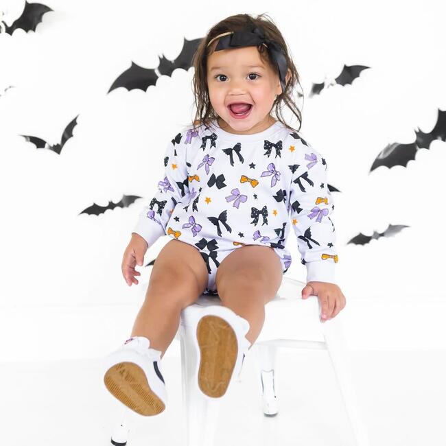 Glitter Bat Halloween Coquette Bow Baby Headband, Black - Headbands - 2