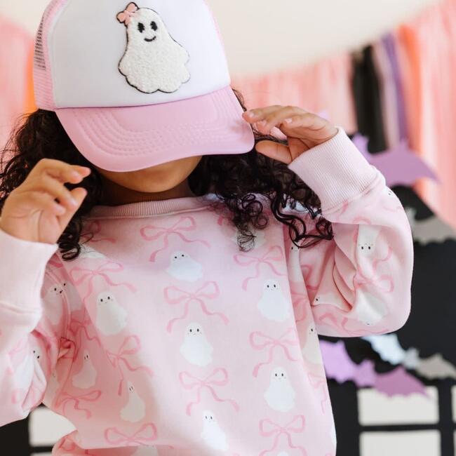 Coquette Ghost Patch Halloween Trucker Hat , Pink - Hats - 3