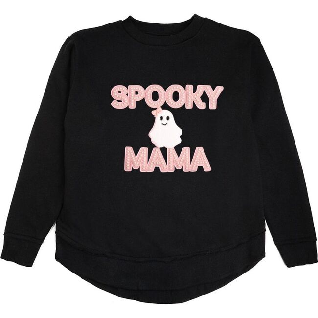 Spooky Mama Patch Halloween Women's Sweatshirt, Black