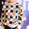 Boo Checkered Halloween Sweatshirt, Natural - Sweatshirts - 3