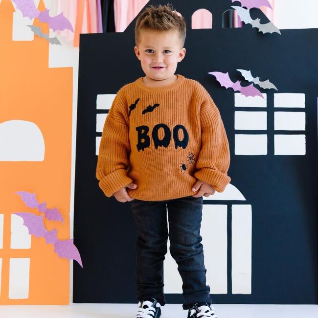 Boo Drip Halloween Knit Sweater, Orange - Sweatshirts - 2