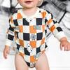 Boo Checkered Halloween Long Sleeve Romper, Natural - Rompers - 3
