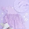 Lilac Star and Moon Halloween Short Sleeve Tutu Dress, Lilac - Dresses - 6