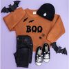 Boo Drip Halloween Knit Sweater, Orange - Sweatshirts - 8