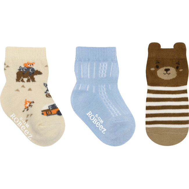 Let's Go Camping Tan 3pk Infant Hosiery