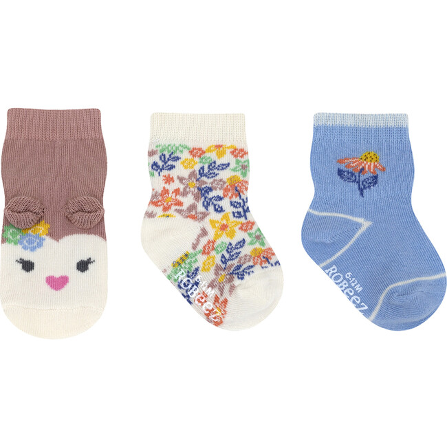 Flower Owl Light Blue 3pk Infant Hosiery