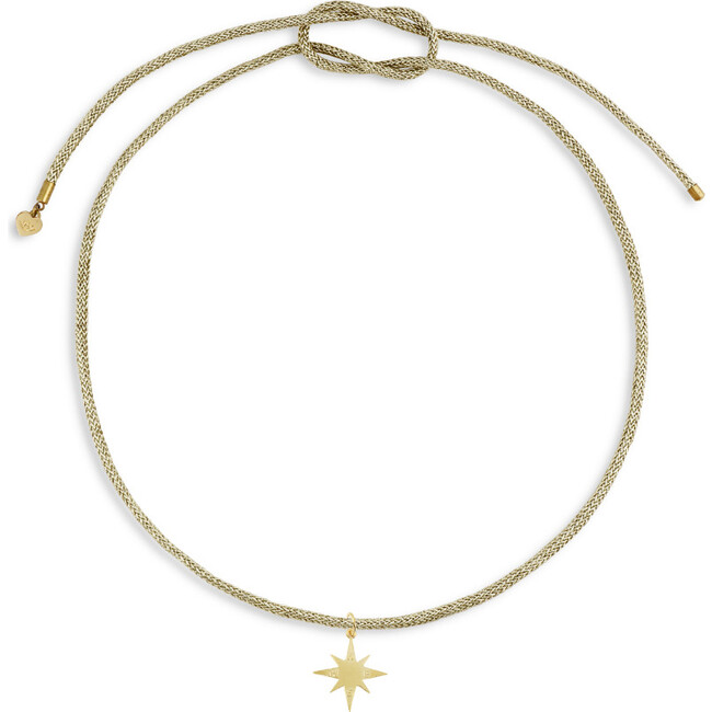 Gold Lurex Cord Necklace with Star Compass