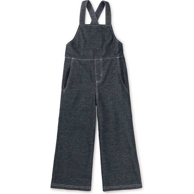 Wide Leg Denim-Like Overalls, Indigo