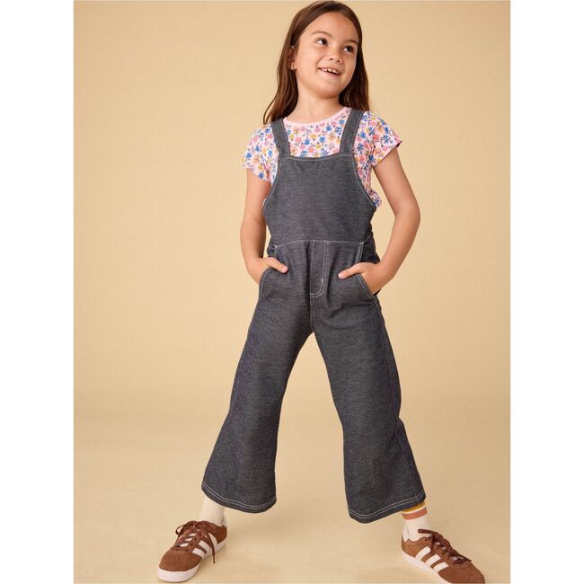 Wide Leg Denim-Like Overalls, Indigo - Overalls - 3